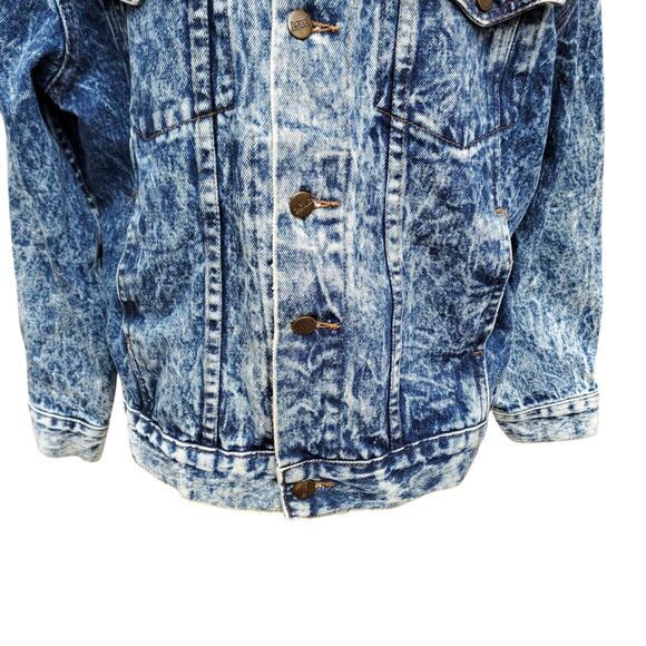 Vintage FIRST Brand Acid Wash Denim Jean Jacket Sz Large 80s 1980s 90s Rad - Picture 5 of 11